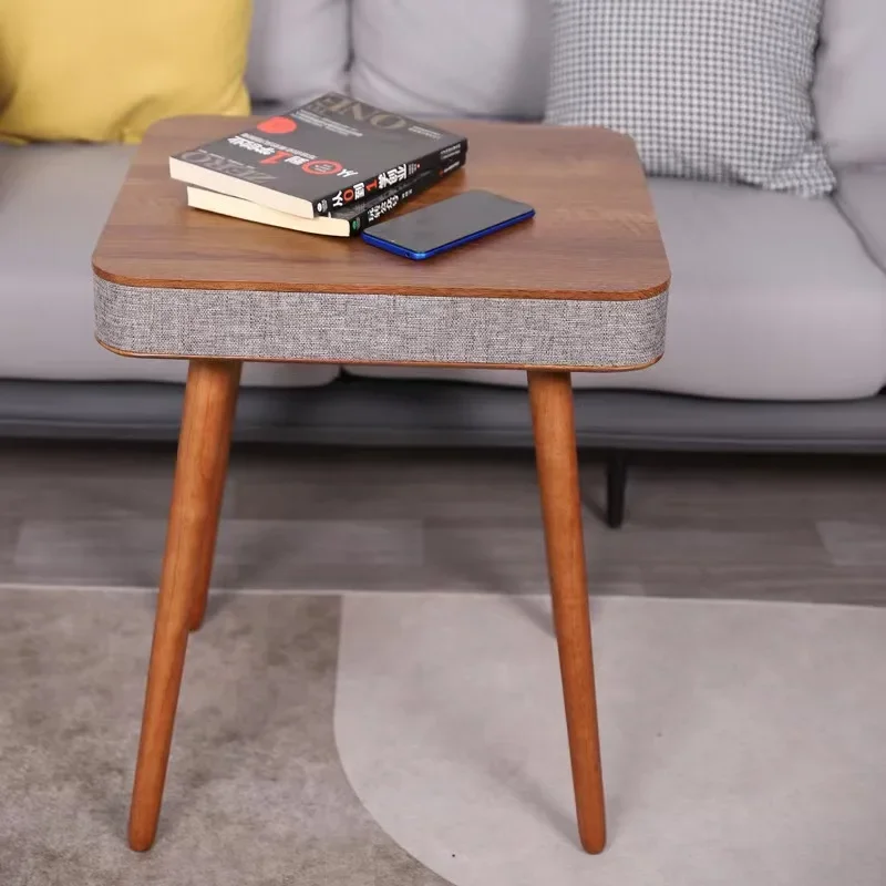 Nordic Style Coffee Table with HIFI Bluetooth Speaker Creative Wireless Charging Side Table with Stereo Audio Corner Table