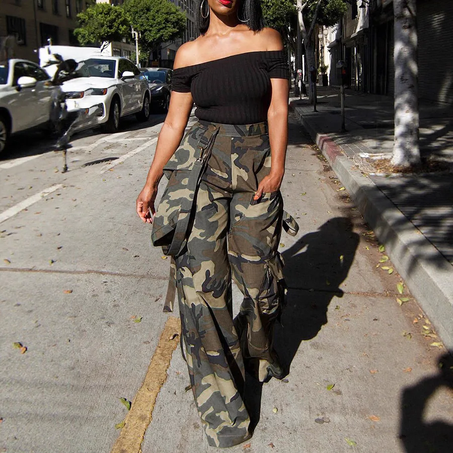 26 New Fashion Casual Camouflage Multi-pocket Loose Trousers Streetwear Women Cargo Pants