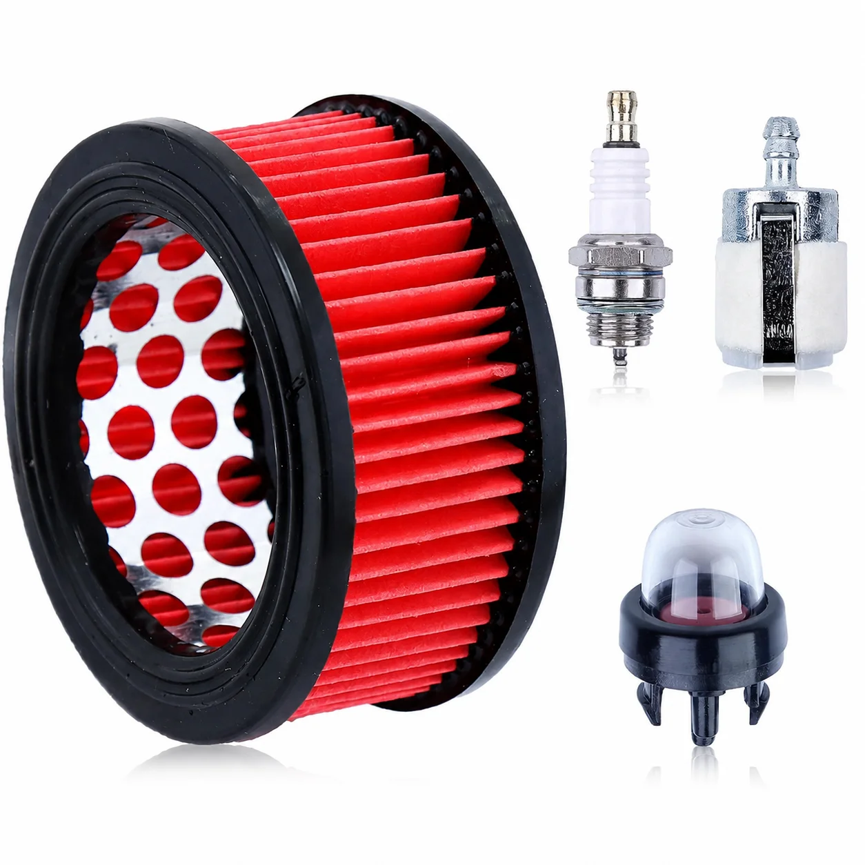 Air Filter Kit with Primer Bulb Fuel Filter Spark Plug for ECHO CS370 CS370F CS400 CS400F Chainsaw Parts Replaces 13030039730