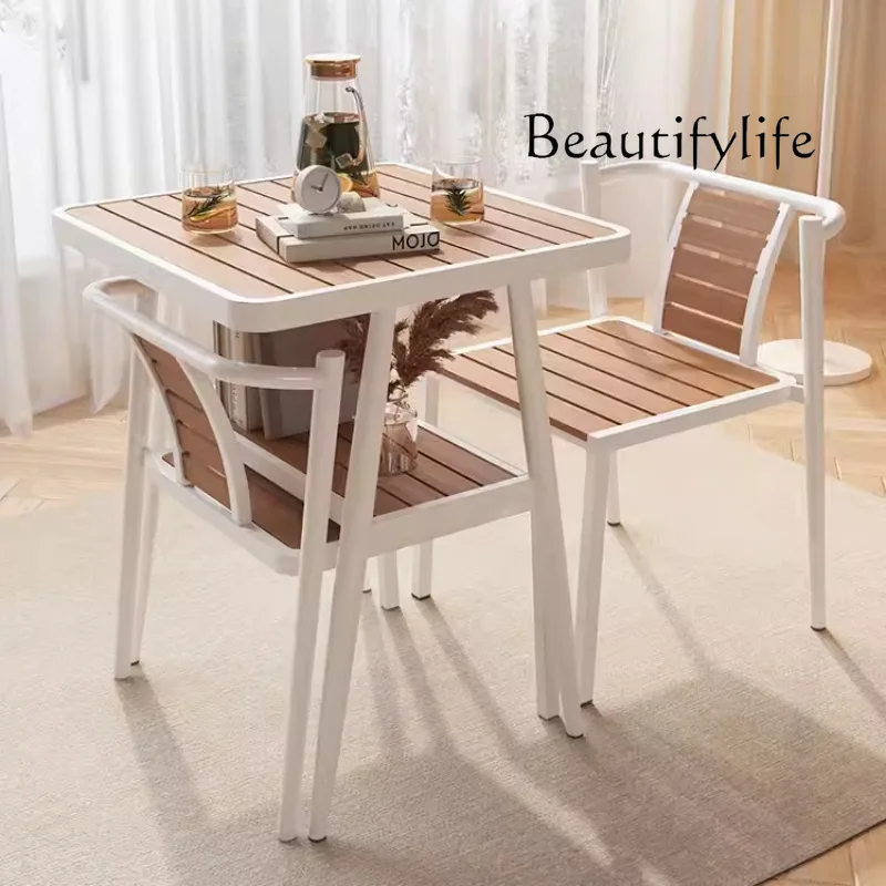 

Balcony leisure area simple outdoor tea table and chair combination household tea table one table two chairs three-piece set