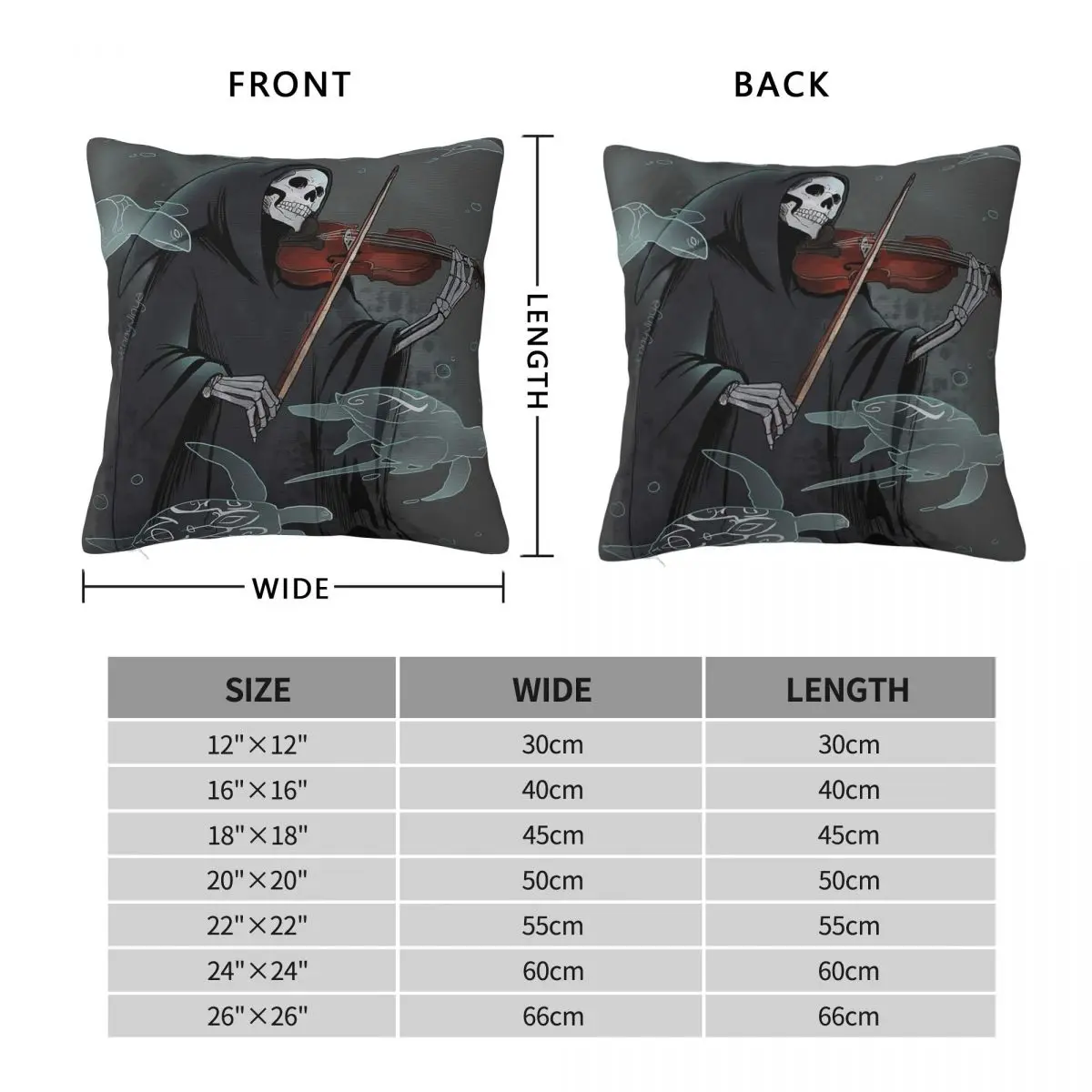 Grim Reaper Violin Symphony Pillowcase Polyester Linen Velvet Creative Zip Decorative Pillow Case Sofa Seater Cushion Cover 18