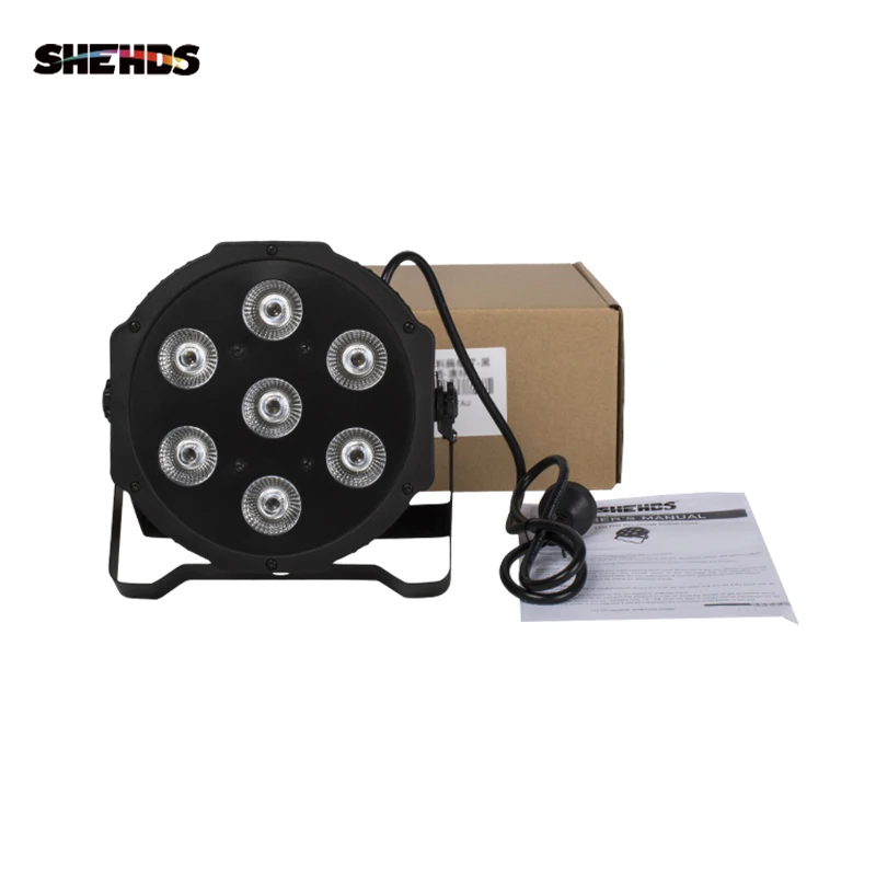 Imagem -04 - Shehds-led Flat Par Light 7x18w 7x12w Rgbwa Mais uv Rgbw Família Festa de Aniversário Teatro Casamento Iluminação de Palco