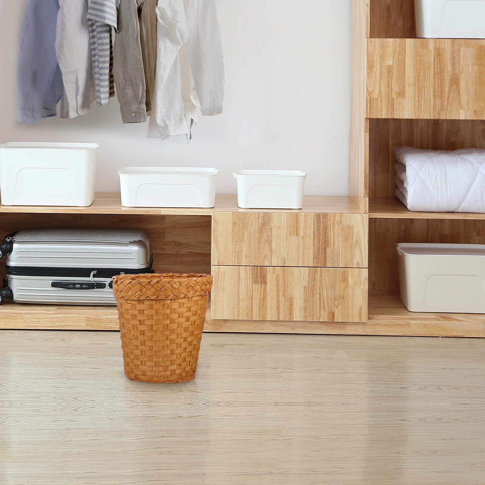 

Woven Storage Basket Multi-Purpose Home Office Trash Can Organizing Baskets Stylish Household Decoration