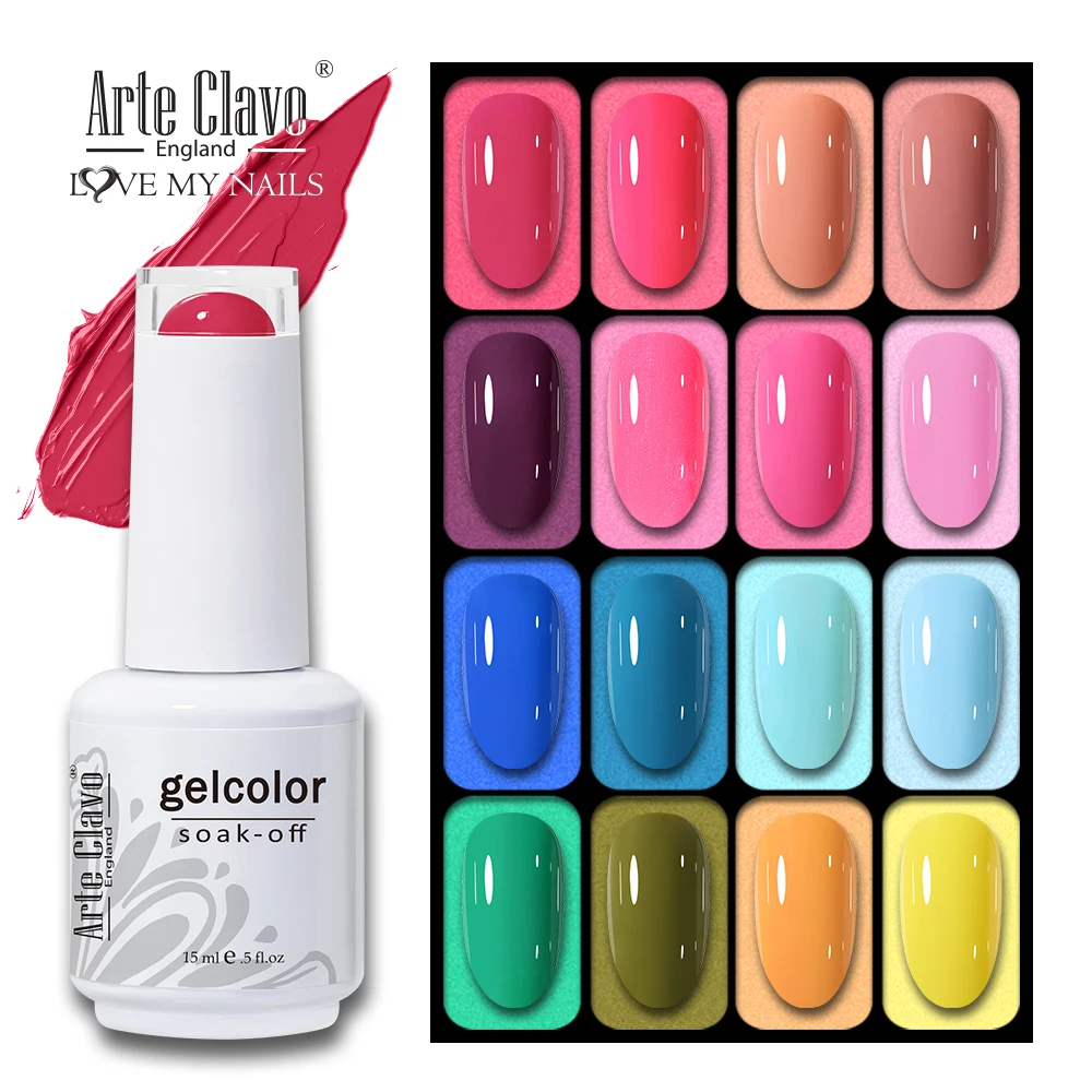 Arte Clavo 15ml Colore estivo Gel UV Smalto per unghie Ibrido Estate LED Gel Lak Fresco Luminoso Unghie Art Vernis Vernice Top Manicure fai da te