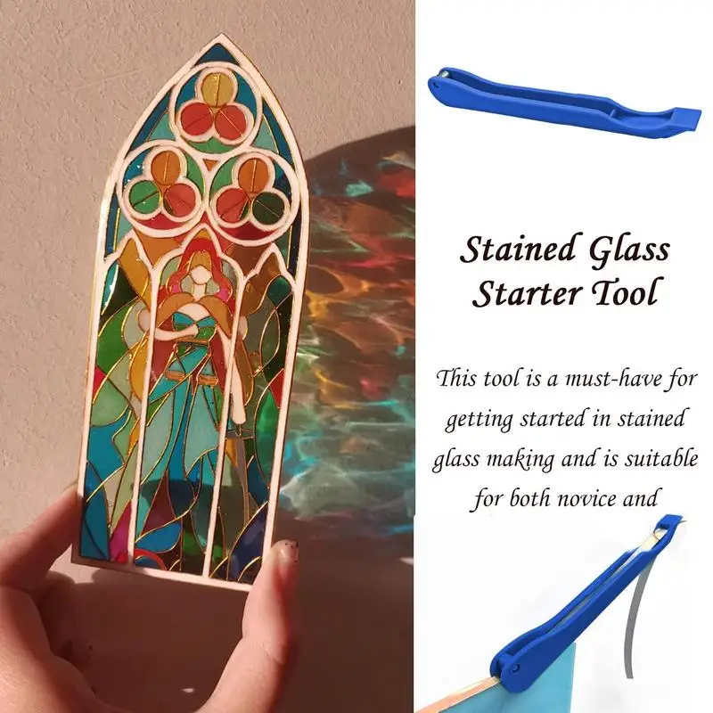 Copper Foil Crimper Portable Stained Glass Handmade Foil Tool Stain Glass Foil Hot Stamping Tool For Glass Crafts Colorful Glass