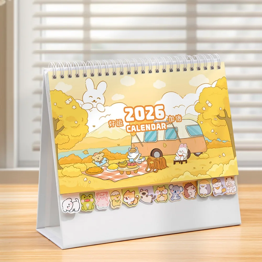 

Practical Cartoon Animals 2026 Desk Calendar Memo Notes One Month to View Monthly Calendar Coil Binding Tabletop Schedule School