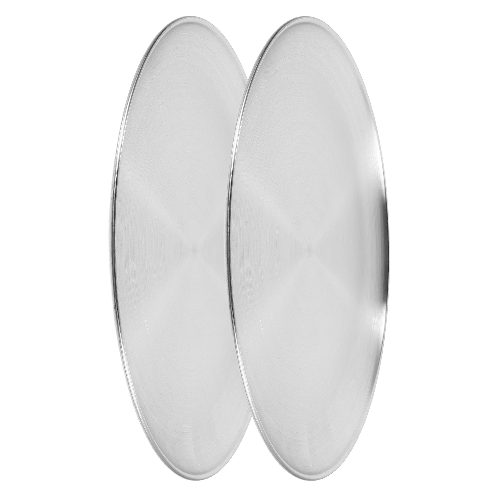 

2pcs Stainless Steel Pizza Pan 30cm Round Oven Tray Baking Plate Even Heating BBQ Serving Platter Silver Metal Dish