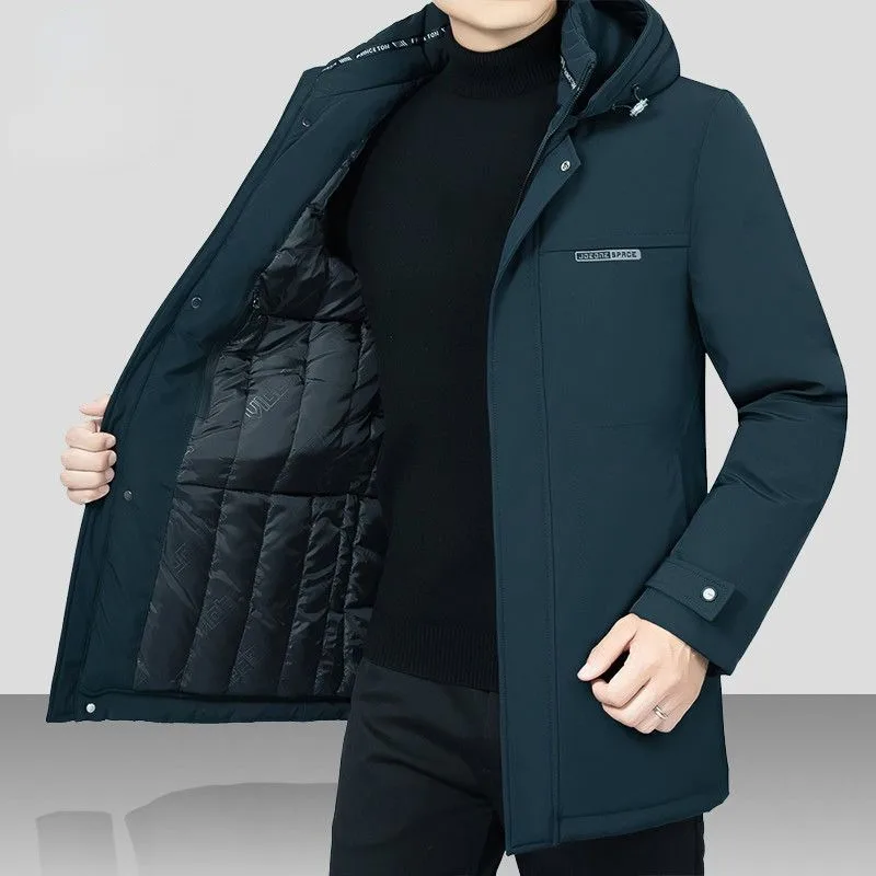 

Men's Windproof Down Jacket, Warm Insulation Coat, Slim Fitting Cotton Overcoat, Casual Thicken, Middle-aged, Handsome, Winter