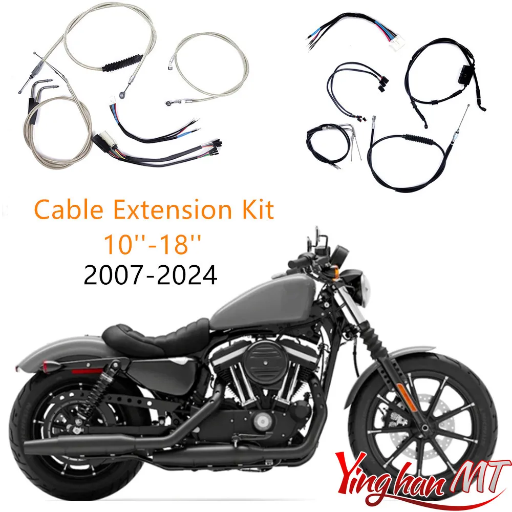 Handlebar Extended Clutch Brake Line Kit For Harley Sportster XL883 Iron XL1200Iron Forty Eight 72V 07-24 N/ABS w/ABS 10