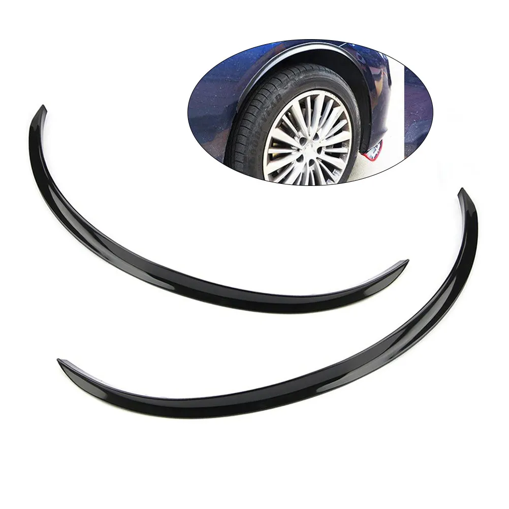 2Pcs Universal Black Wheel Brow Flexible Car Wheel Protector Arch Trim Lips Flares Mudguard Car Accessory Flares