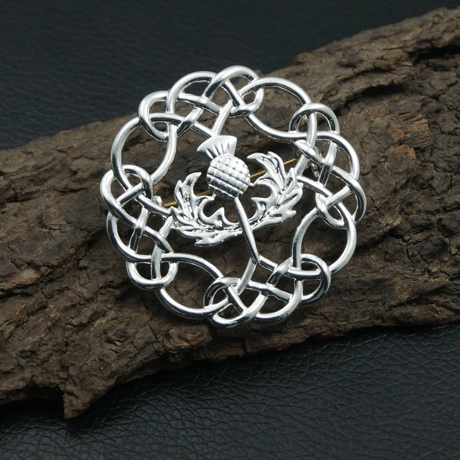 Celtic-knot Scottish Thistle Brooch