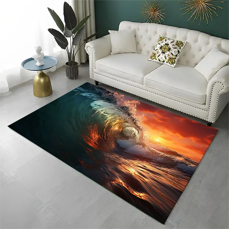 Nature Sea Wave Storm Seawater Large Area Rug Non-slip Durable Carpet for Bedroom Living Room Sofa Doormat Home Decor Floor Mat