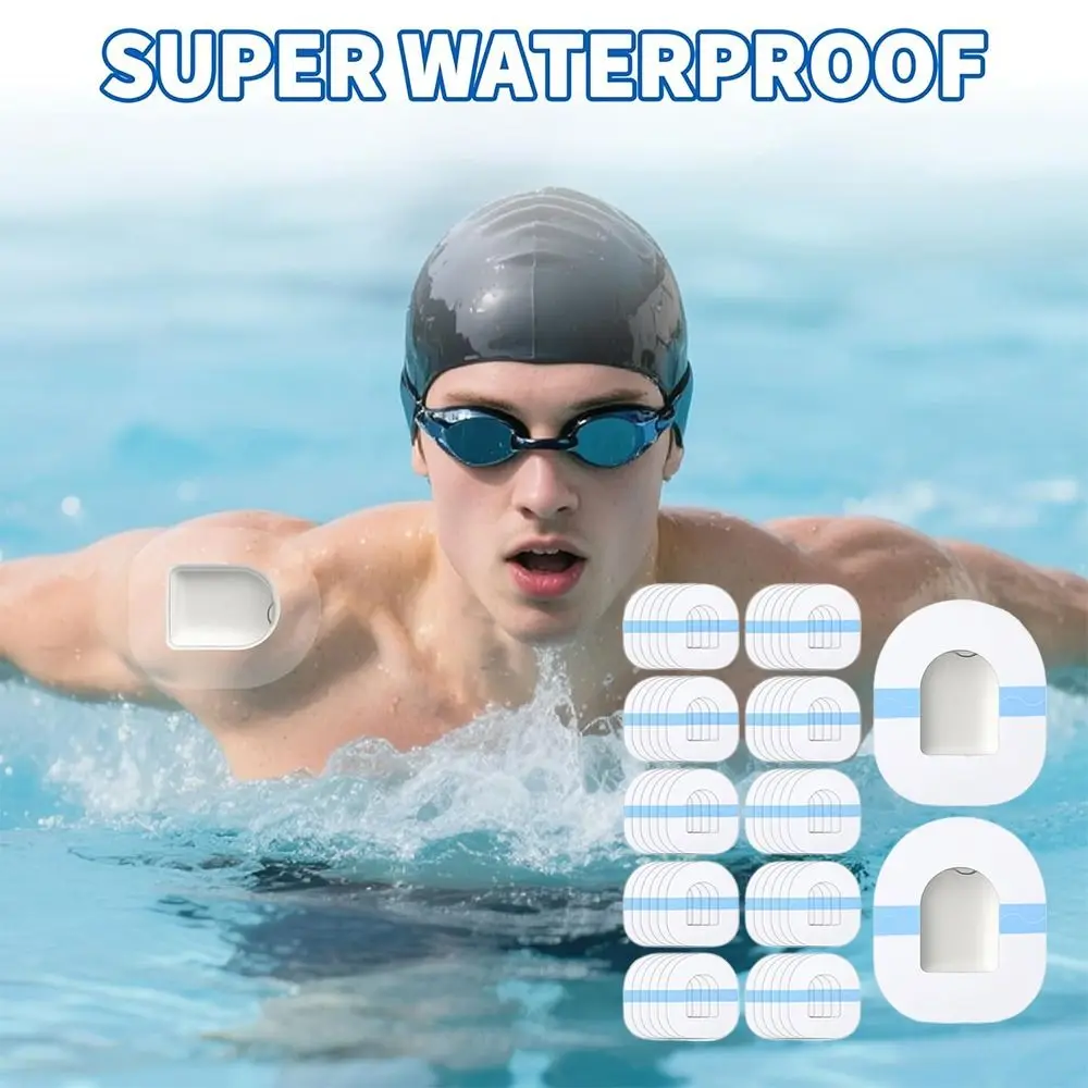 10PCS Waterproof Glucose Monitor Stickers Pre-Cut Breathable Glucose Monitor Adhesive Patches Sweatproof Hypoallergenic