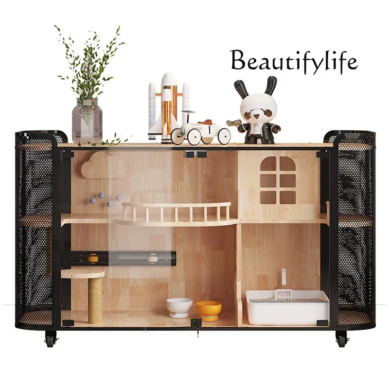 

Cat House Cat Villa People Shared Cabinet Luxury Solid Wood Large Space Multi-Layer Cat Nest Pet