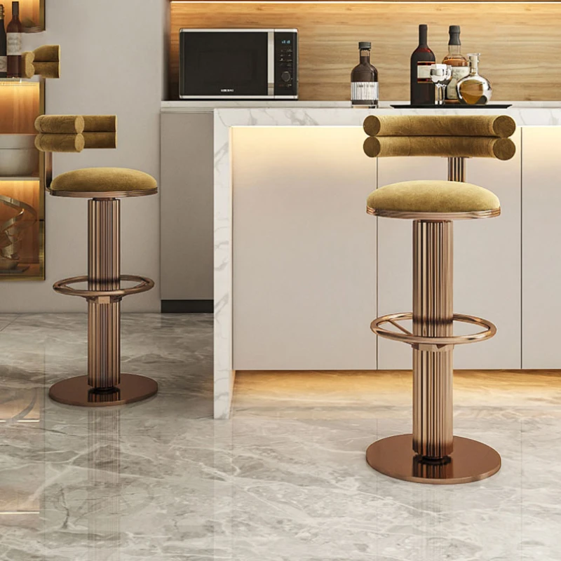 

Nordic Round Bar Chairs Modern Stool High Metal Swivel Chair Soft Minimalist Tabouret Haut Pour Cuisine Luxury Furniture