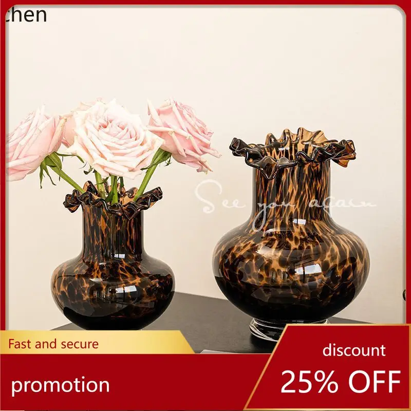 YFY Vase - Vintage-Chic, leichter Luxus, hochwertiges Glas, kreatives Blumenarrangement, dekoratives Ornament für Wohnzimmer und Esstisch.