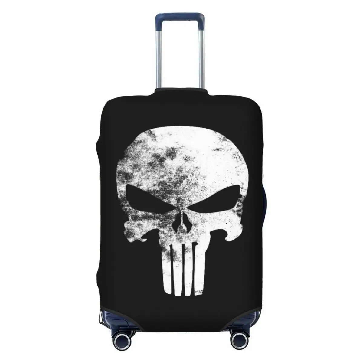 Custom Vintage Punisher Skeleton Skull Travel Luggage Cover Dust Proof Suitcase Cover Protector Fit 18-32 Inch