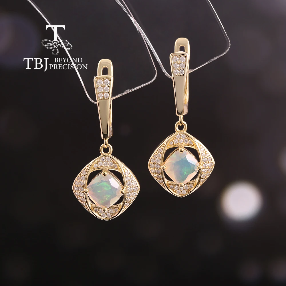 

Женские серьги-клипсы из стерлингового серебра 925 пробы, натуральная подушка 6,0 мм, эфиопский опал, элегантные изысканные украшения для банкета, подарок на помолвку