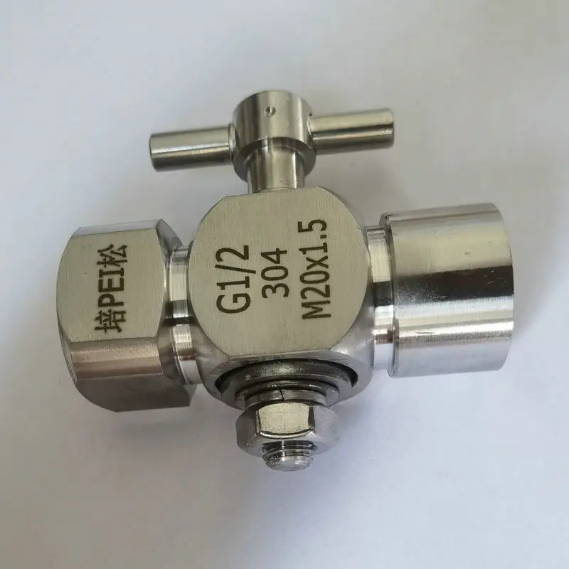 Three-way cock double inner wire, pressure gauge plug valve 20 * 1.5 * G1/2 pressure gauge valve Peisong