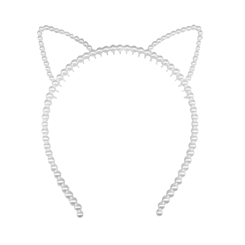 Cute Pearl Plastic Cat Ears Cartoon Headband Fashion Rabbit Ear Comb Hairbands Sweet girls\' Head Band Hair Accessories