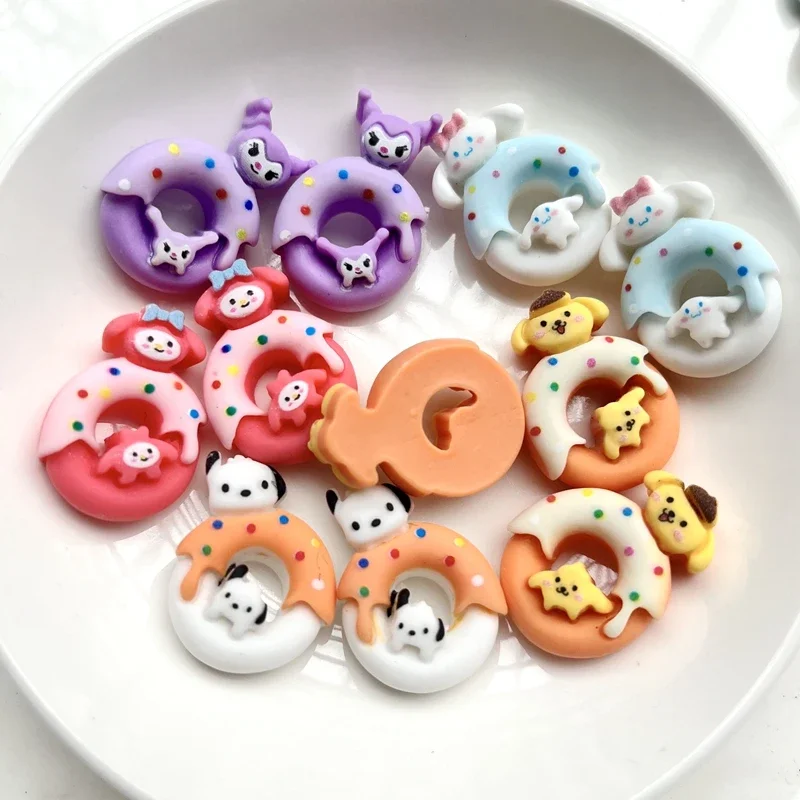 10 stücke Mix Stile Kawaii Tierbrot Form Flatback Harz Simulation hohle Donut Ornament Handwerk Sammelalbum Verzierungen