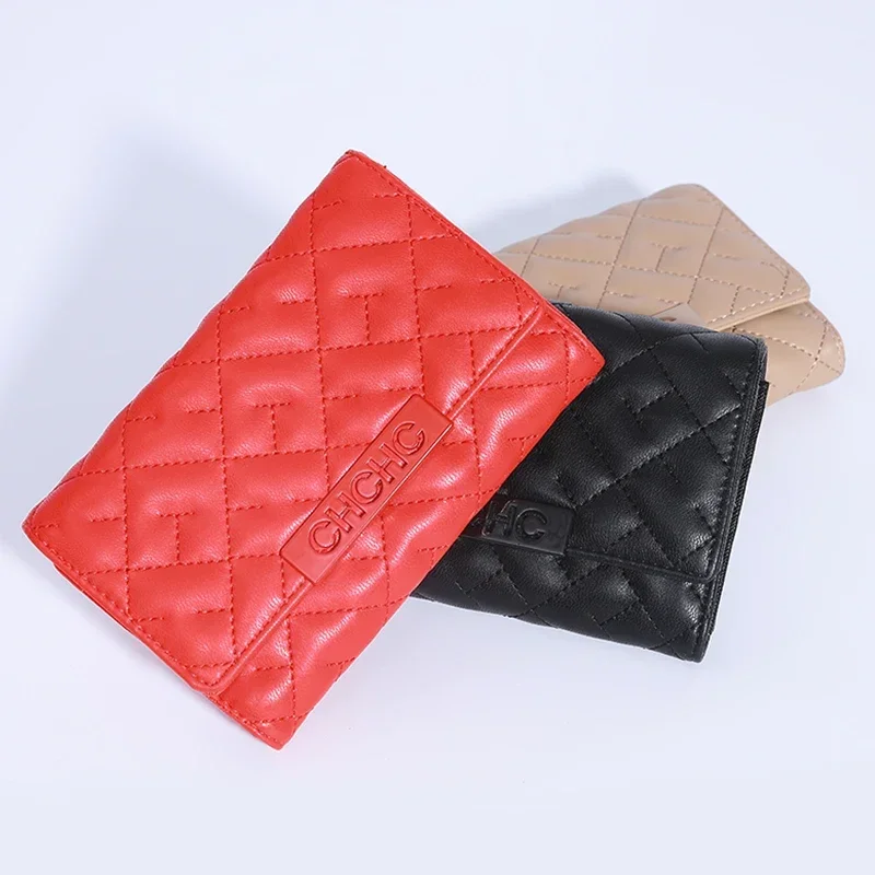 Women's Short Simple Wallet New Three Color Solid Color Men's Women's Buckle Large Capacity Card Bag Multi Card Slot Card Bag