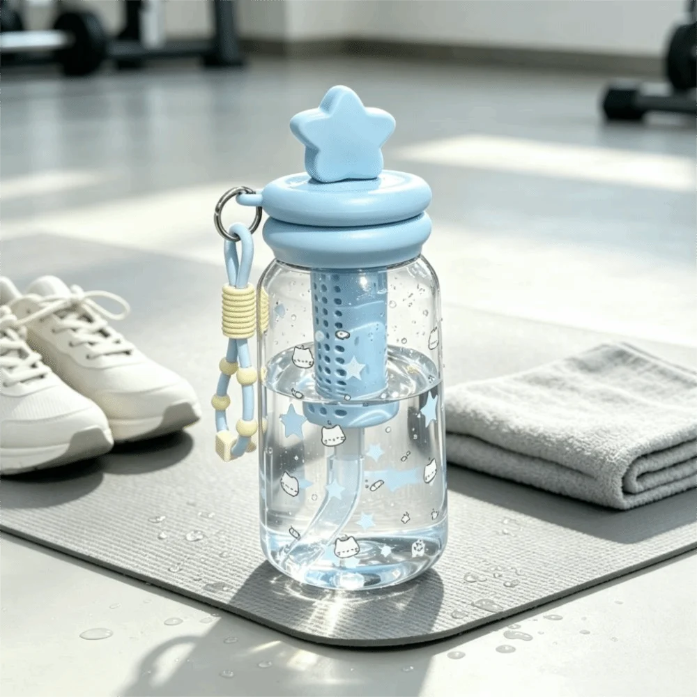 Multiple Styles Large Capacity Straw Water Bottle Leakproof Reusable Straw Water Cup Portable Cute Straw Plastic Tumbler Student view 4