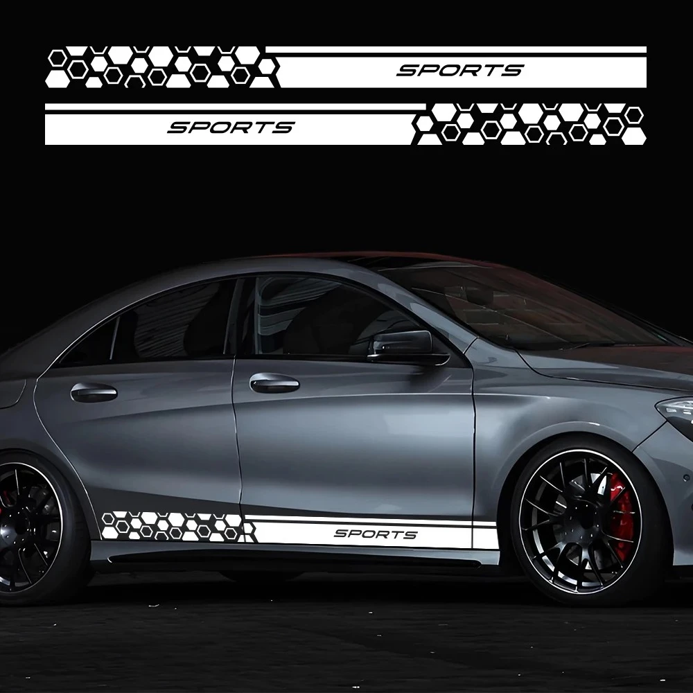 Racing Sport Car Hood Bonnet Stripe Vinyl Decal Checkered Graphics Door Side Skirt Stickers for SUV Car Universal Accessories