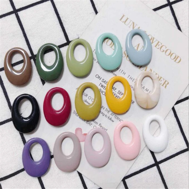 10pcs/lot new resin acrylic hollow oval charm connectors for diy earrings hair jewelry making accessories material