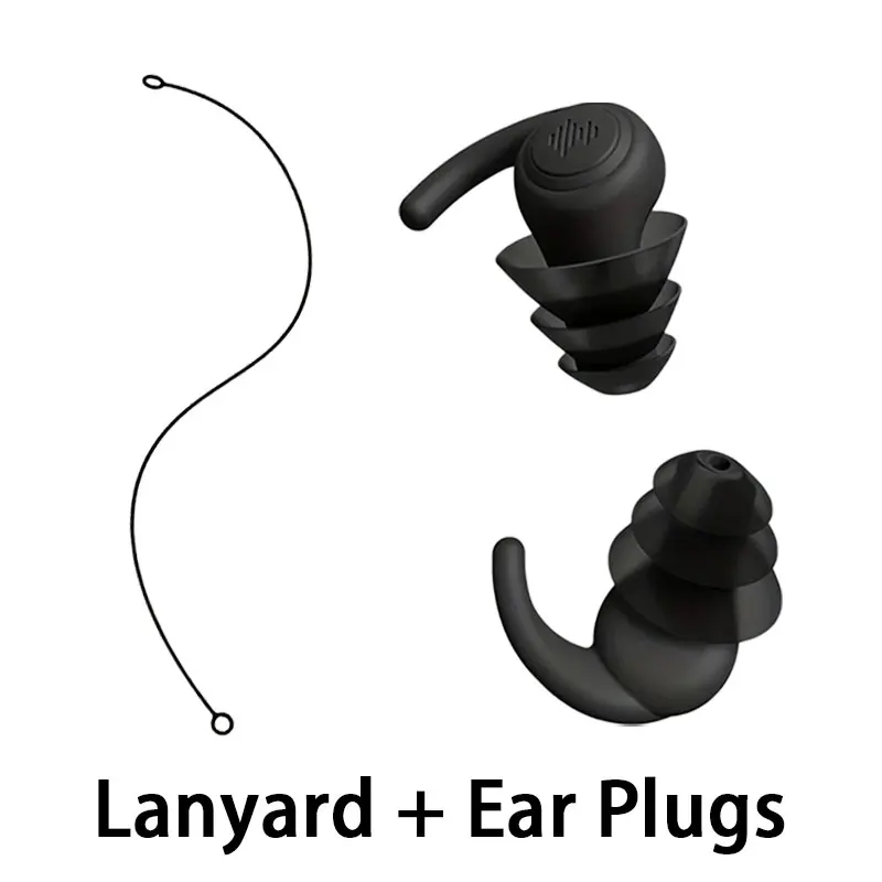 Ergonomic Secure‑Fit 2/3layer silicone earplugs With Silicone Lanyard, Noise Filtering Reusable Ear Inserts for Side Sleeper