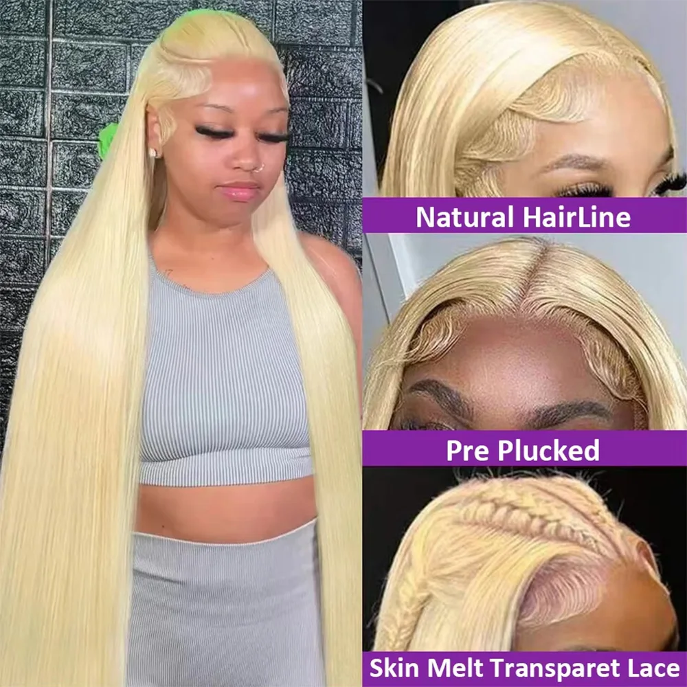 200% Density 613 Blonde Bone Straight 13x6 Hd Transparent Lace Frontal Wigs 30 46 Inch Brazilian Human Hair Wig Colored 13x4 Lace Front Pre Plucked Wig For Women