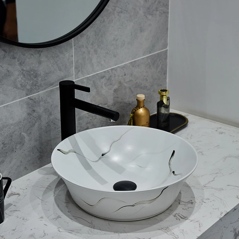 Rectangular Jingdezhen Bathroom ceramic sink wash basin Porcelain Counter Top Wash Basin Bathroom Sinks hand basin sink