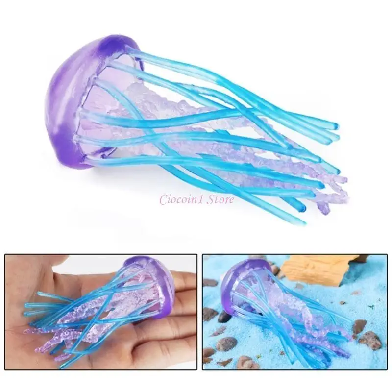 Y1UB Kwallen Beeldje Inktvis Figuur Speelgoed Gesimuleerde Zee Leven Dieren Realistische Kwallen Speelgoed Oceaan Dieren model