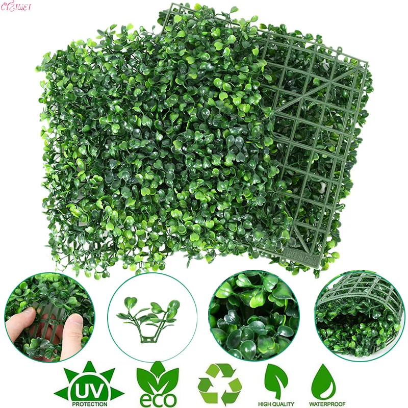 

25x25cm Artificial Plants Grass Wall Backdrop Flowers wedding Boxwood Hedge Panels for Home Backdrop Garden Wall Decor