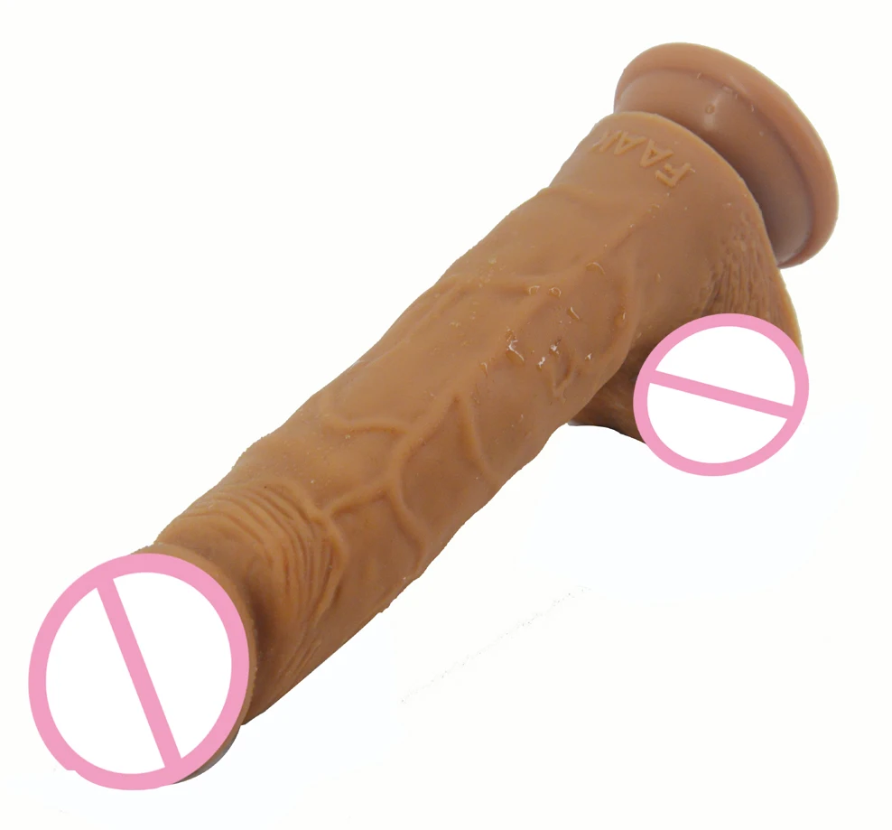 FAAK 23*4.3cm Huge Realistic Flexible Dildo Medical Silicone Penis with Suction Cup Sex Toys Dong  for Woman Adult Sex Products