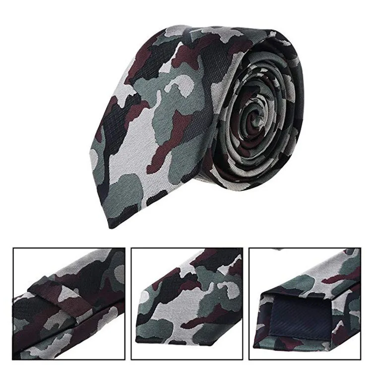 

Men's camouflage tie uniform military green color woven 6cm narrow edition Korean polyester men's jacquard arrow shaped tie