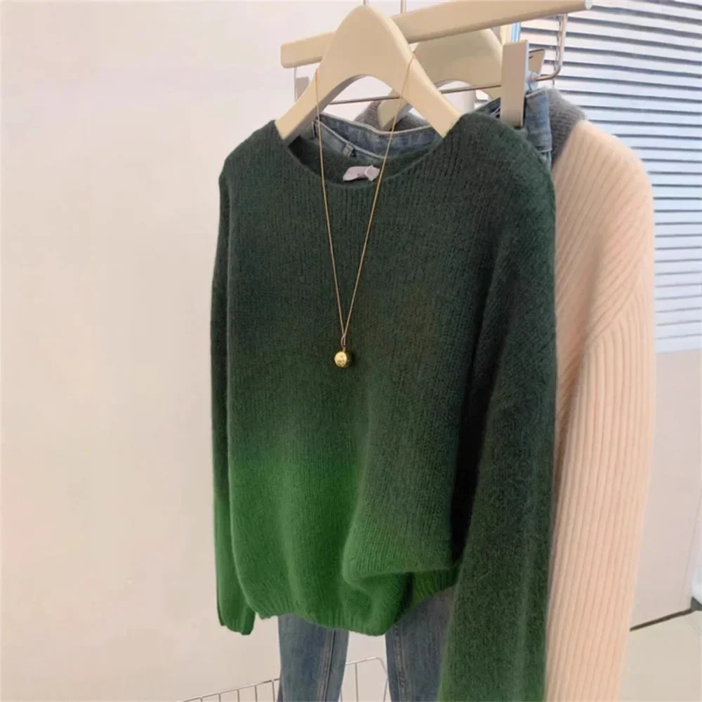 

Loose Sweater Tops Female O-neck Knitted Tops Ladies Long Sleeve Thick Warm Pullovers 2025 Autumn Winter Women Retro