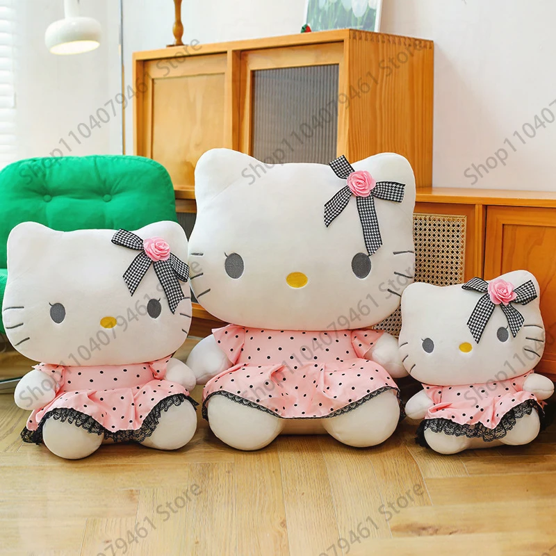 

Мягкая игрушка Sanrio Kawaii Hello Kitty в платье принцессы в горошек, ароматизированная плюшевая игрушка с ароматерапией, подарок на день рождения для взрослых и детей