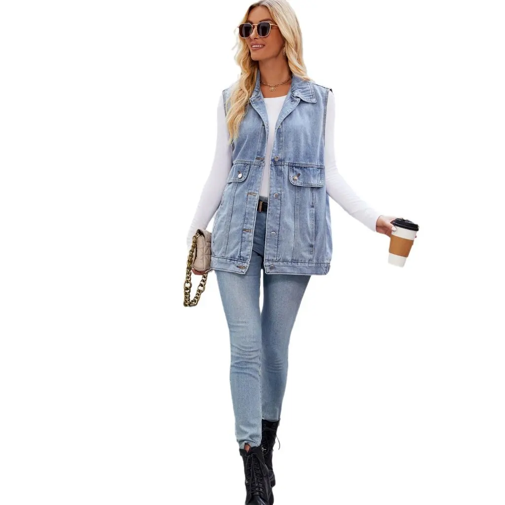

Women's Denim Vest Sleeveless Waistcoat Summer Fashion Trend European American Style New Arrivals