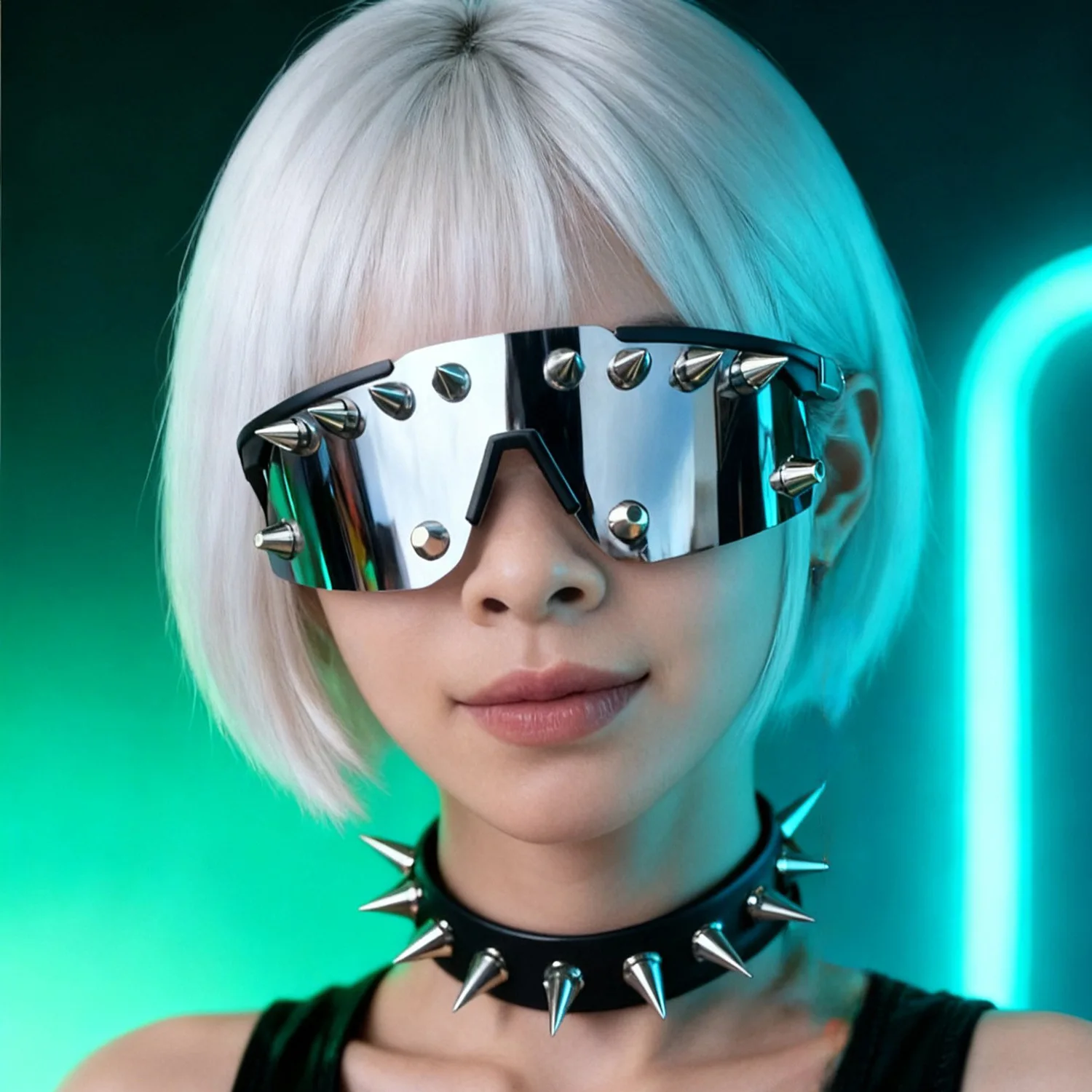 2026 Punk Rivet Y2K Sunglasses Personalized Joint Piece Cyber Mechanical Wind COS Anime Sunglasses
