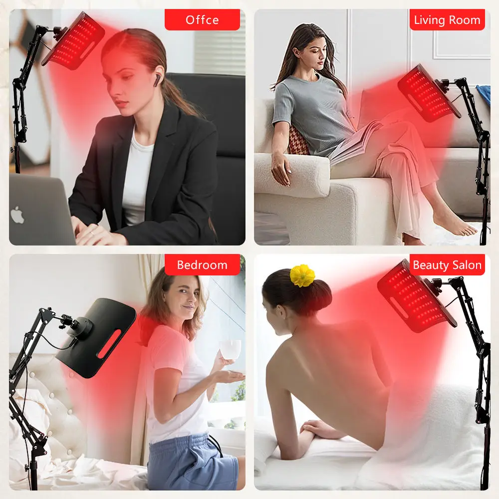 Panel de terapia de luz roja con soporte ajustable, dispositivo de luz infrarroja cercana LED de doble Chip de 660 y 850 nm para la salud de la piel, alivio del dolor