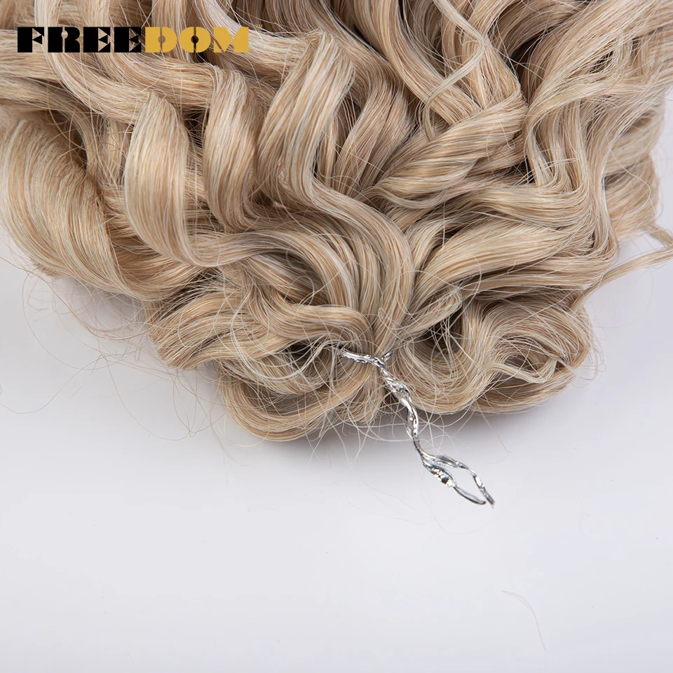 FREEDOM-trenzas de ganchillo de onda profunda sintética, extensiones de cabello Afro rizado degradado, fibra de alta temperatura, 10 pulgadas