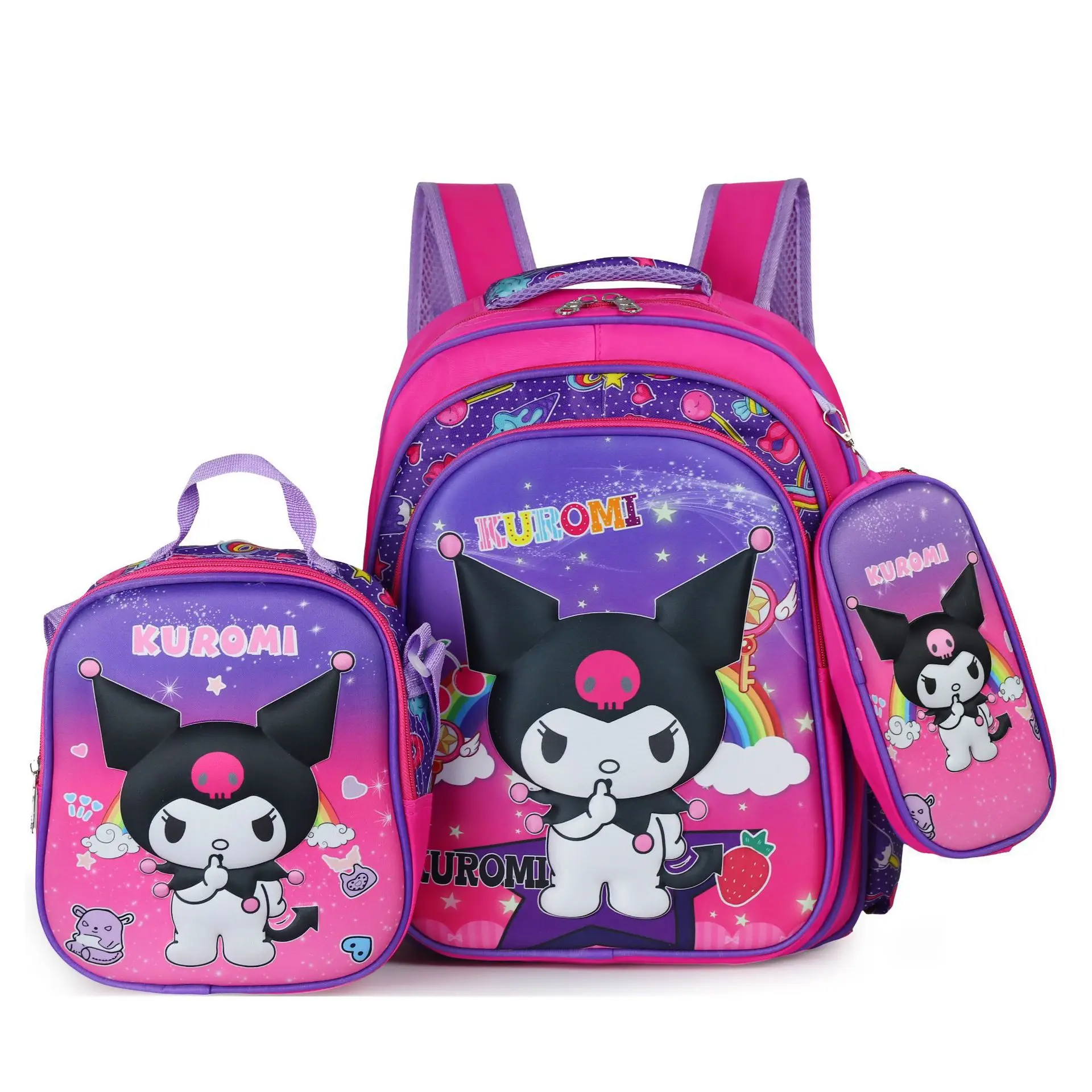 

Sanrio hello kitty kuromi новая школьная сумка для мальчиков и девочек, детская сумка через плечо принцессы с ланч-бокс, сумка-карандаш, рюкзак