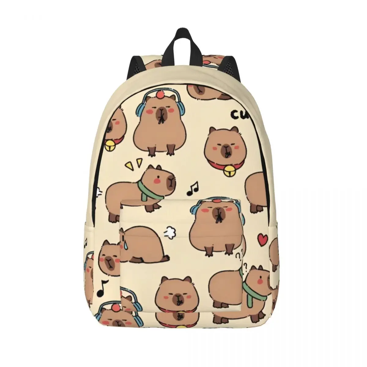 

Capy Bara Cute Puppy Cartoon Classical Backpack with Pocket Student Work Anime Pattern Daypack Men Women College Shoulder Bag