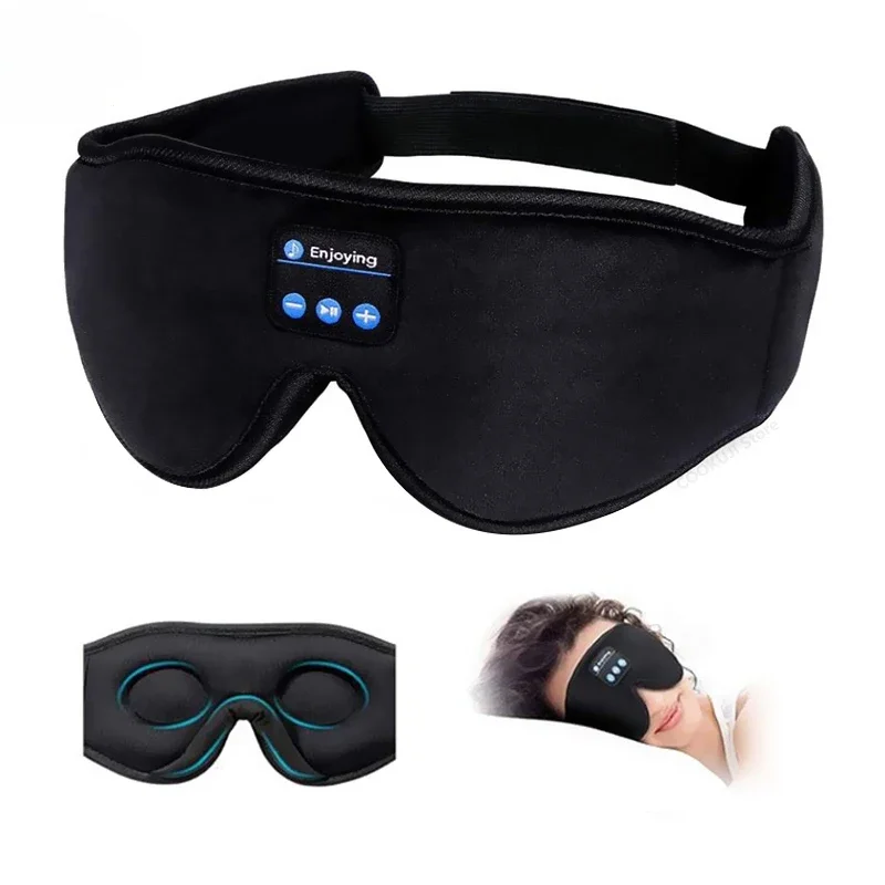 3D Bluetooth Eye Mask Headset Wireless Bluetooth Sleep Headset Stereo Head-mounted Shading Eye Mask Removable & Washable