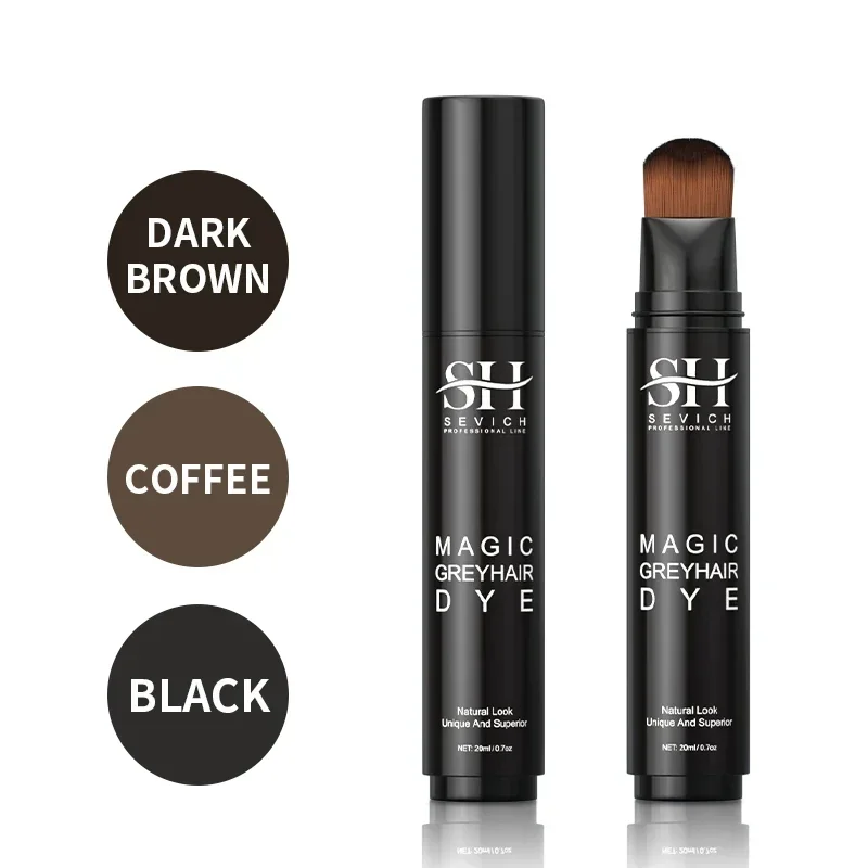 Grey Hair Dye Brush Pens - Hair Root Touch Up Temporary White Hair Cover for Solon Home 20ml Darkbrown
