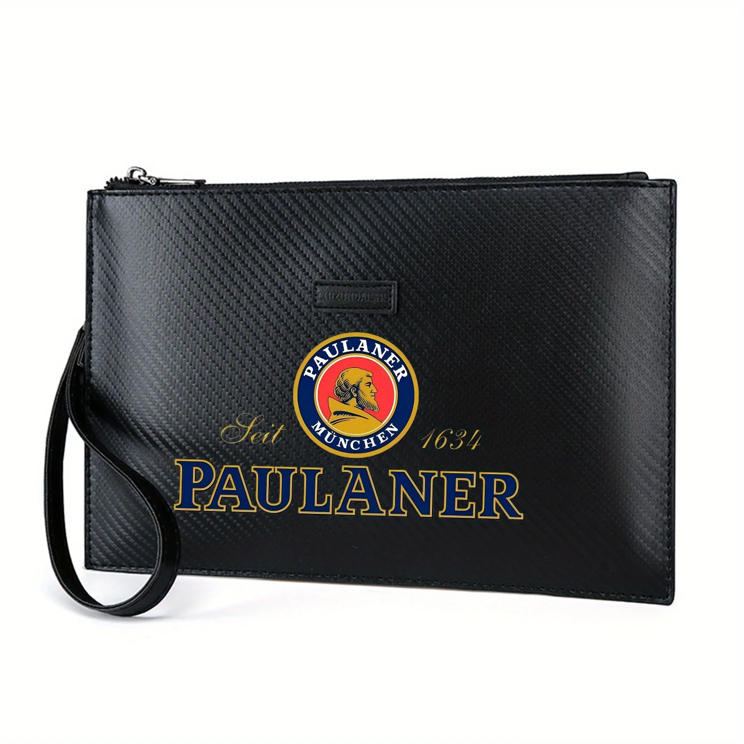 Paulaner logo,Munich tradition,beer Elegant Printed PU Men's Handbag Fashionable and Practical for Everyday Carry