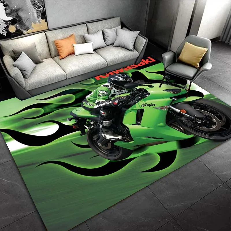 K-Kawasaki Motorcycle Ninja H2R Pattern Area Rugs for Living Room Bedroom Decoration Rug Children Play Room Mat Anti-slip Carpet