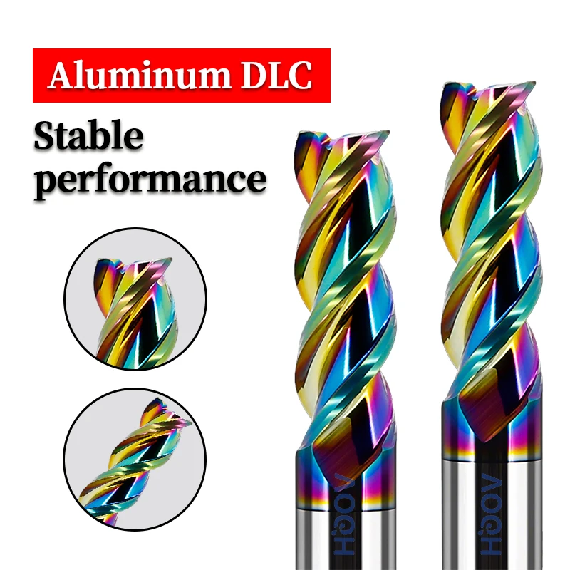 3 Nuten Aluminium-Schaftfräser 1 1,5 2 2,5 3 3,5 4 5 6 8 10 12 14 16 18 20 mm DLC-Beschichtung Schaftfräser U-Nut-Fräser Fräser