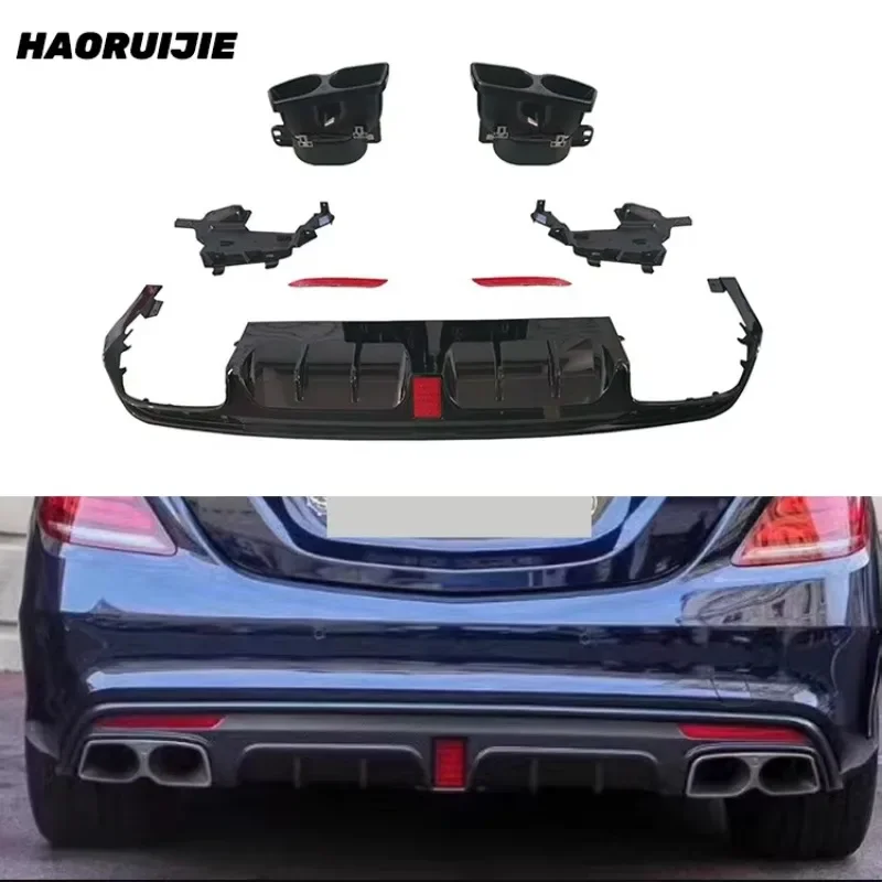 

BR W222 Diffuser for Mercedes benz S-Class Rear Lip W222 Upgrade Babos Model Bright Black Rear Lip Four Out Tail Throat Body Ki